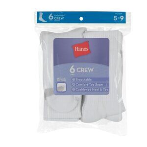 Hanes Women's 6-Pair Plush Comfort Toe Seam Crew Socks 5-9